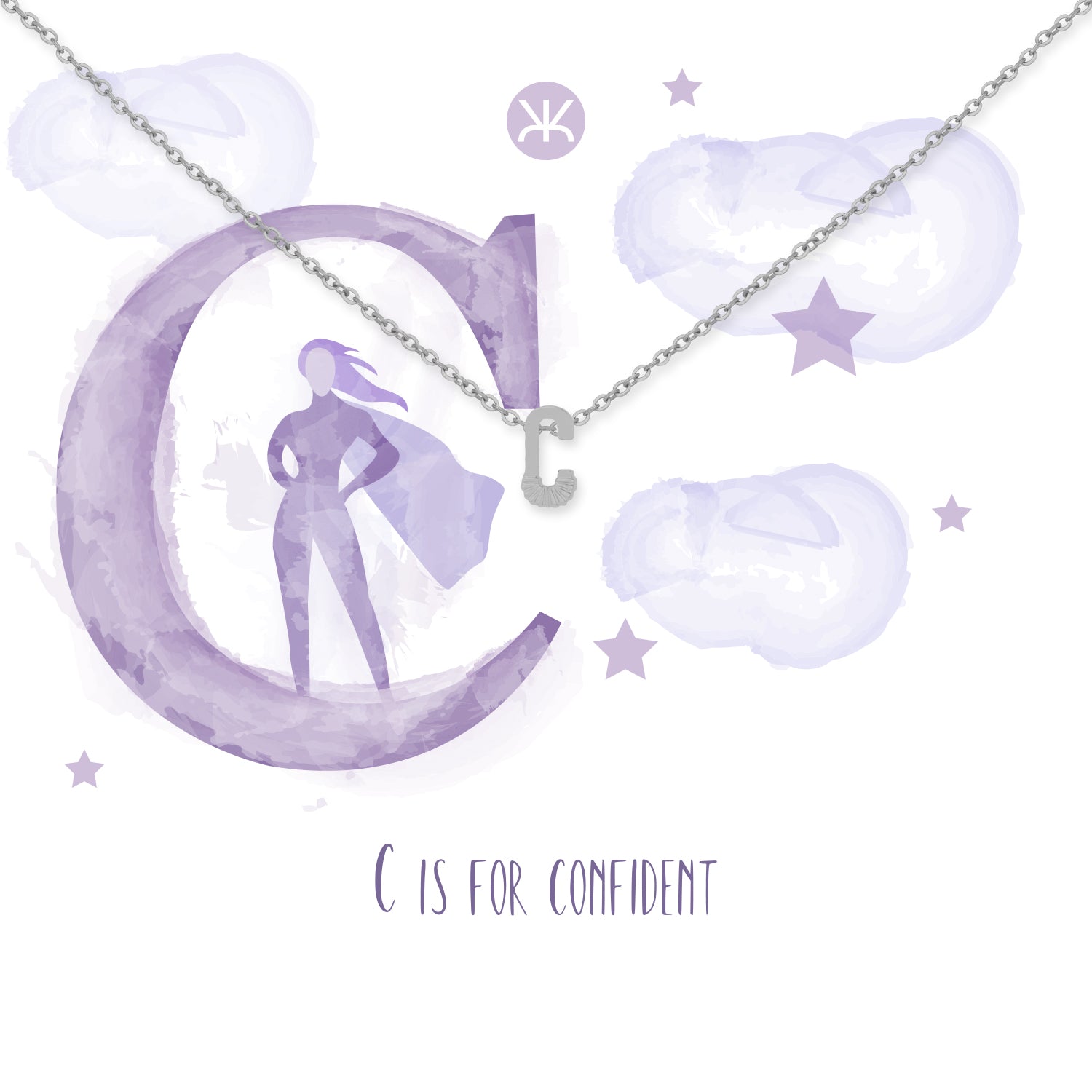 C Necklace, Silver