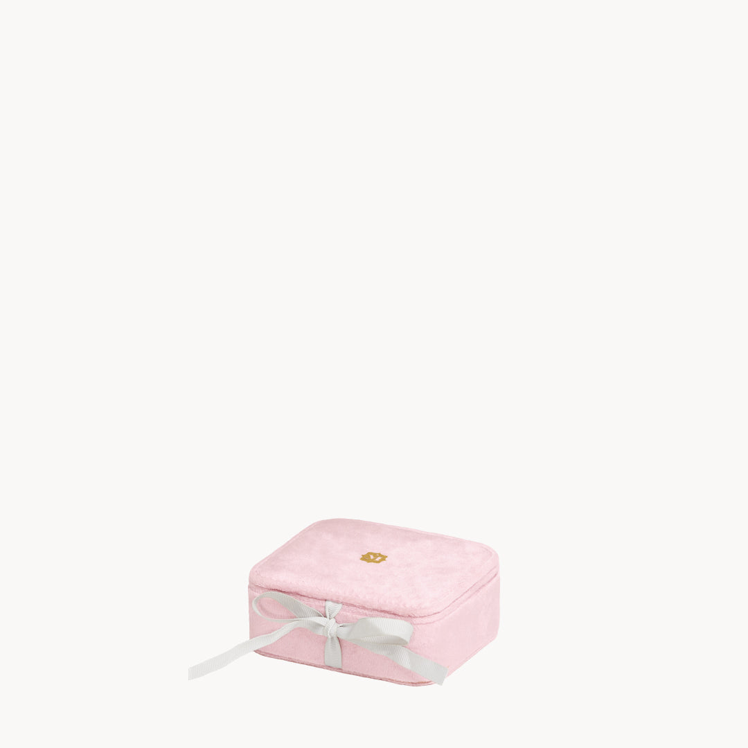 Dainty Pink Velvet Jewellery Box