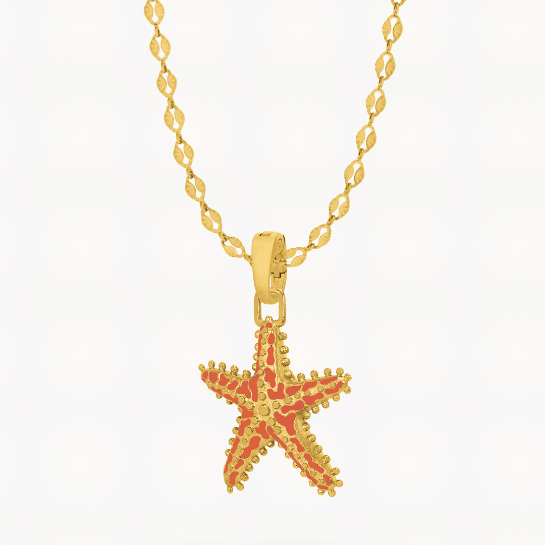 Reversible Starfish pendant, Shell Chain Set