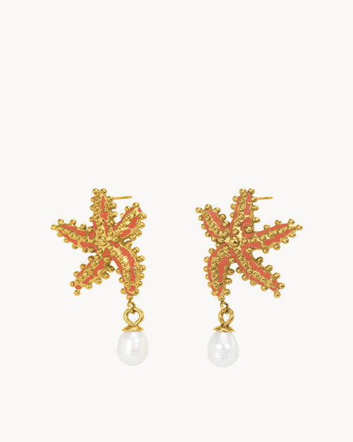 Timeless Radiant Coral Starfish Earrings