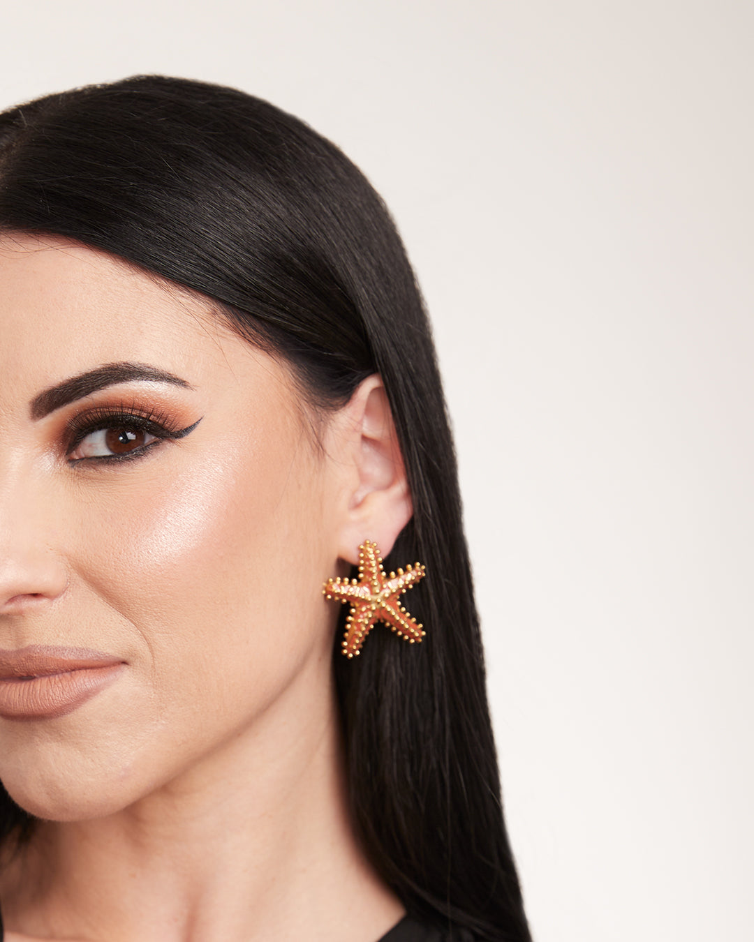 Radiant Coral Statement Starfish Earrings