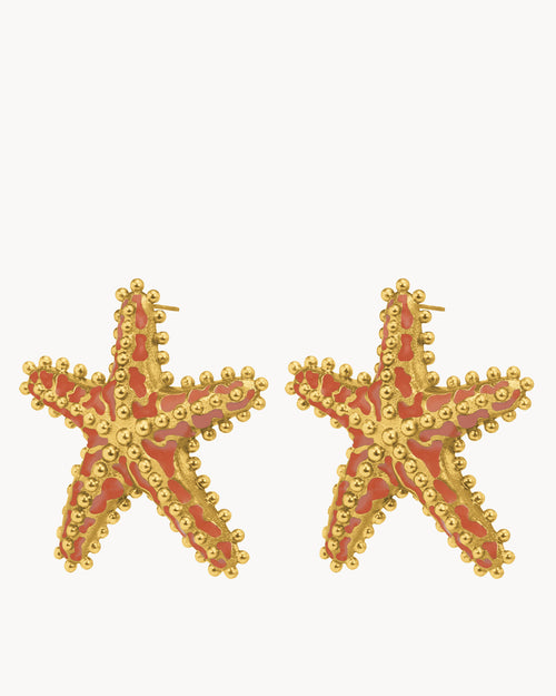 Radiant Coral Statement Starfish Earrings
