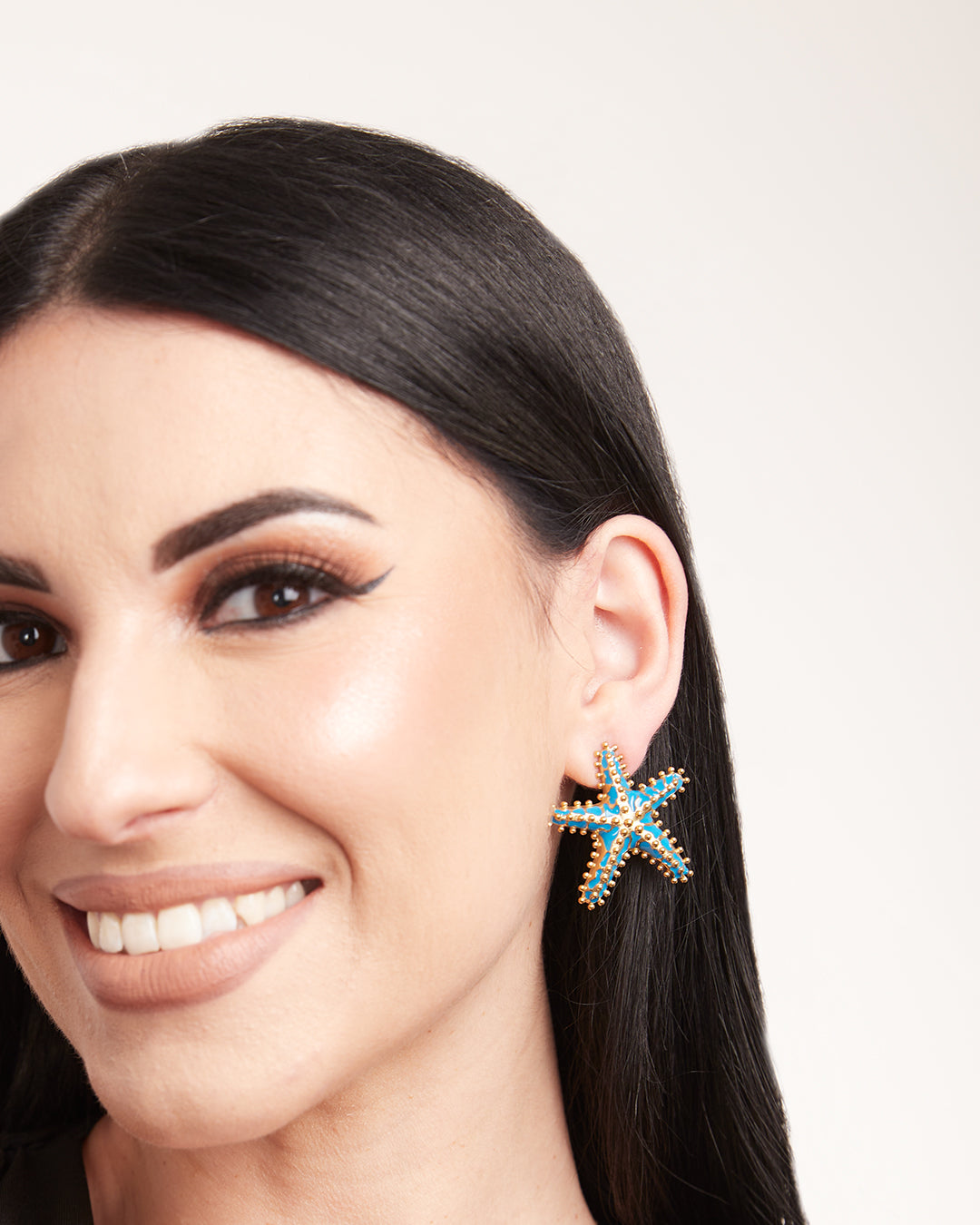 Radiant Blue Statement Starfish Earrings