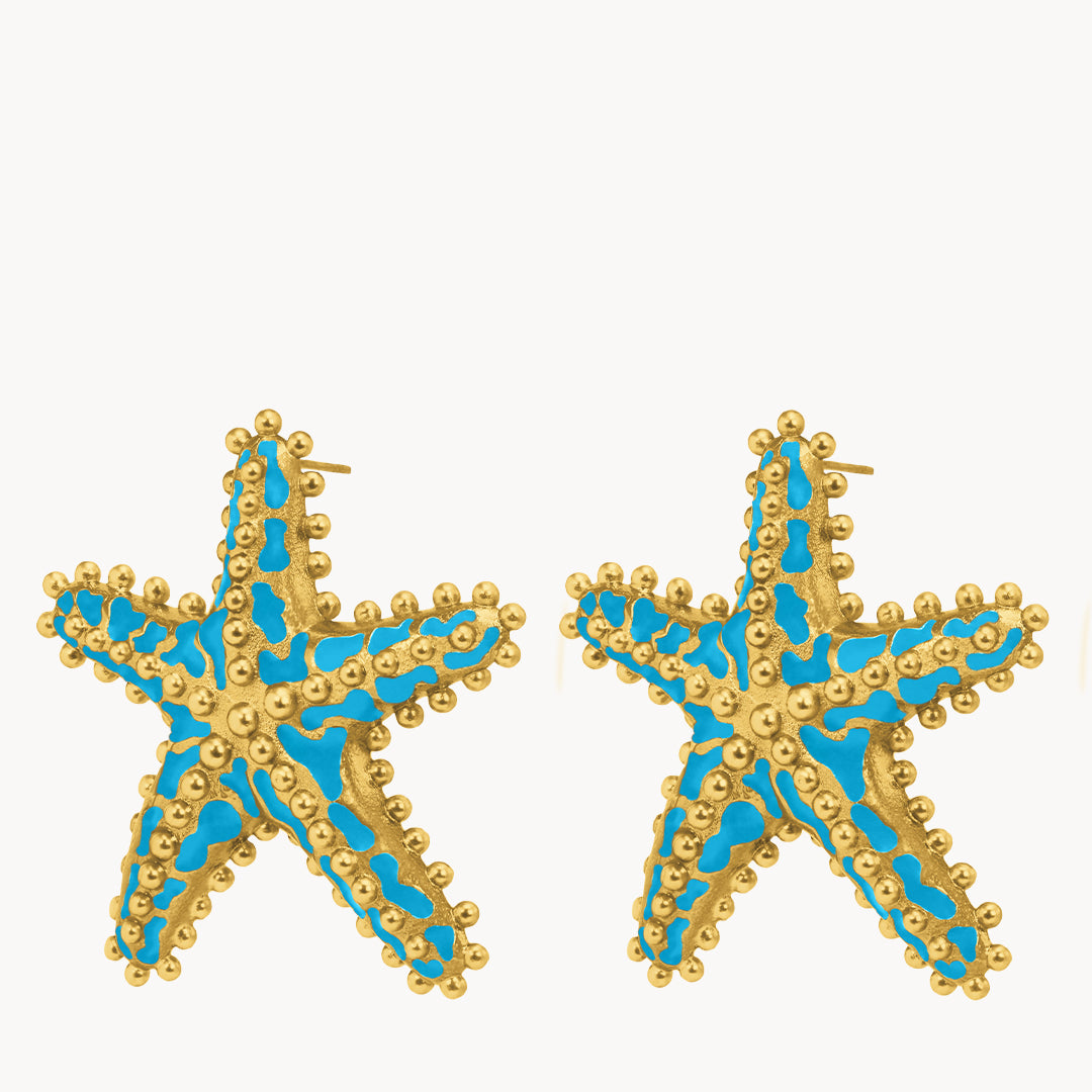 Radiant Blue Statement Starfish Earrings