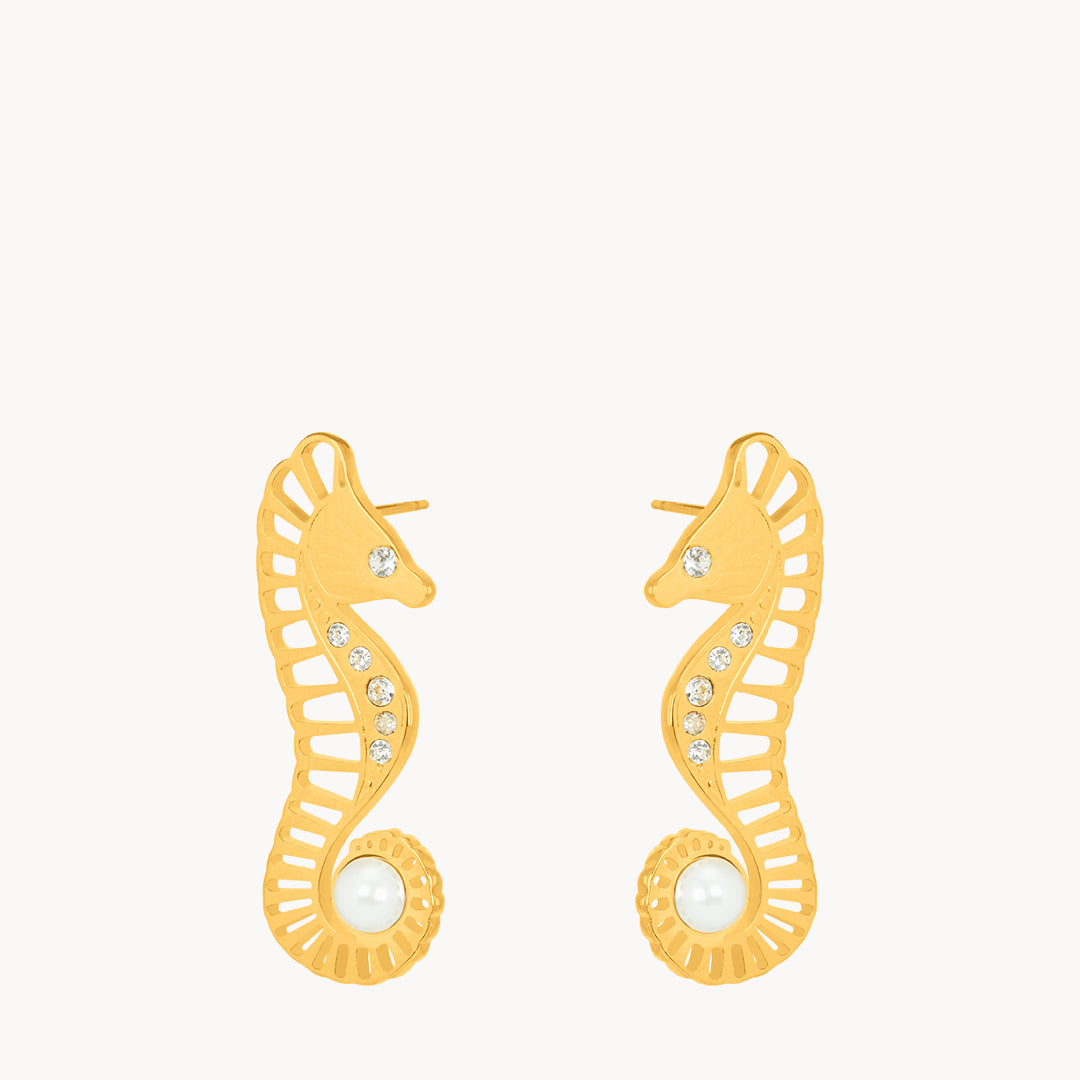 Timeless Pearl Statement Seahorse Earrings