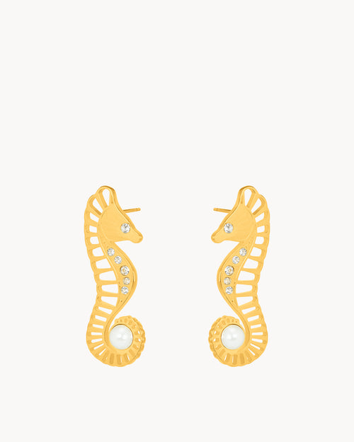 Timeless Pearl Statement Seahorse Earrings