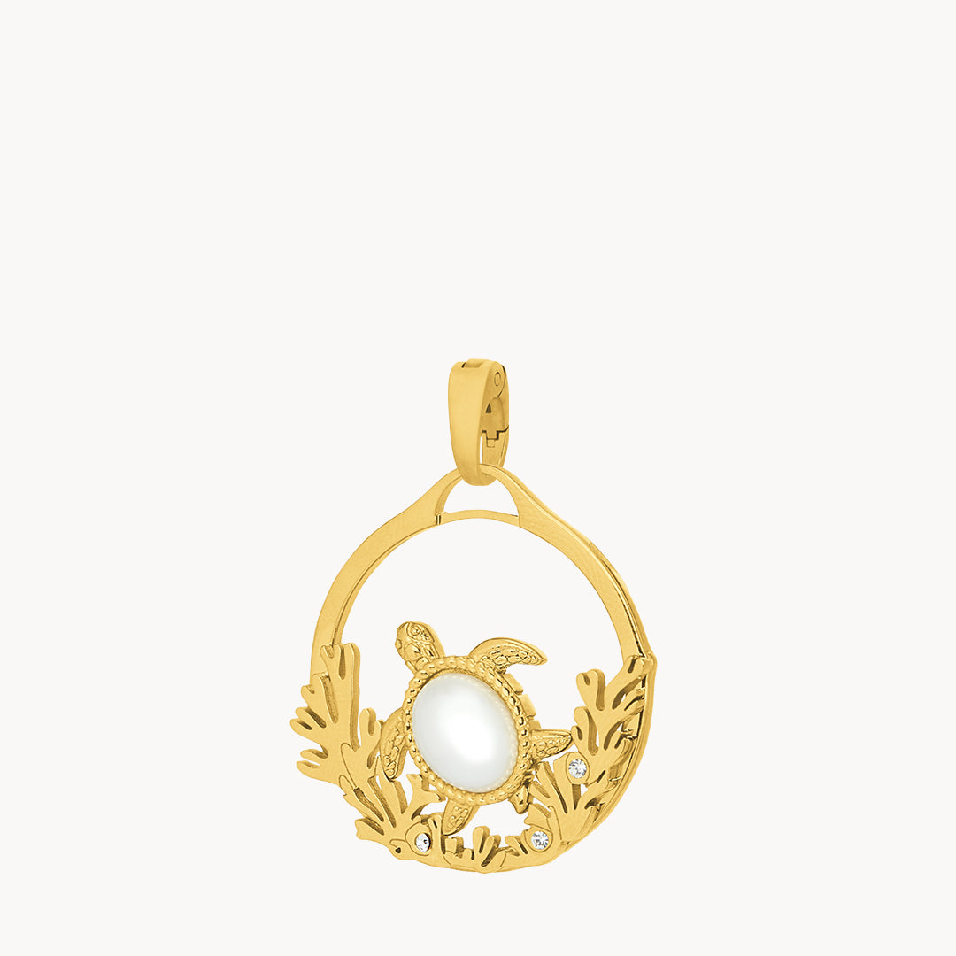 Timeless Pearl Turtle Halo Pendant