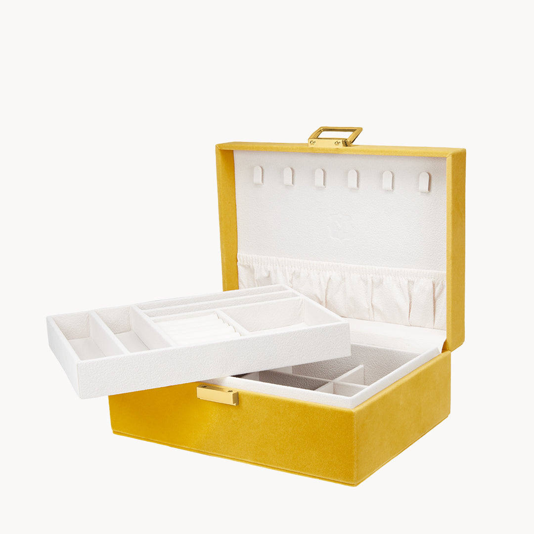 Yellow Velvet Jewellery Box