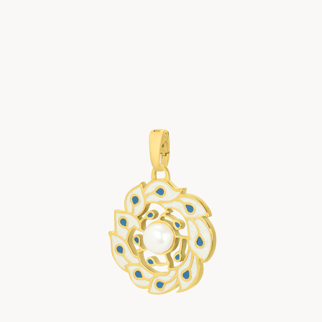Timeless Pearl Feather Wreath Pendant