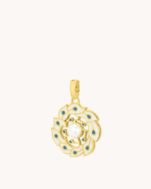 Timeless Pearl Feather Wreath Pendant