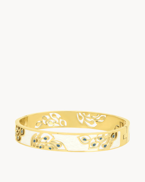 Protection White Feather Wreath Bangle