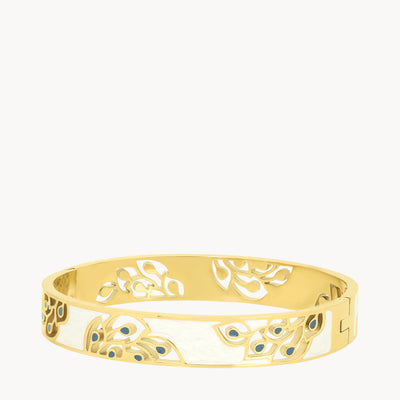 Protection White Feather Wreath Bangle