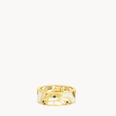 Protection White Feather Wreath Ring