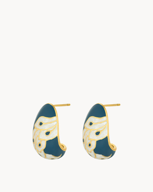 Protection White Feather Wreath Cocoon Earrings