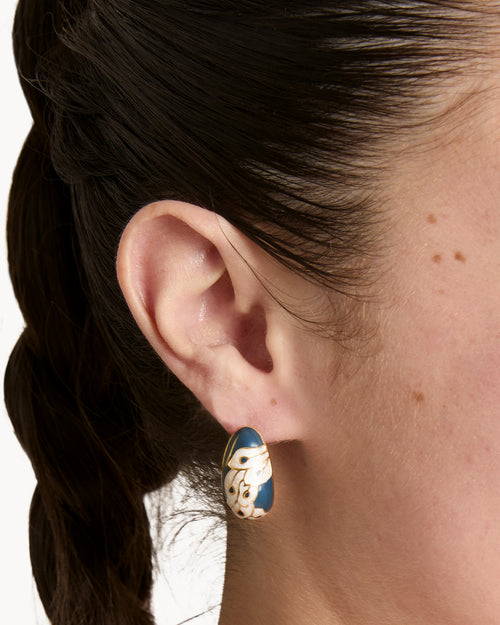 Protection White Feather Wreath Cocoon Earrings
