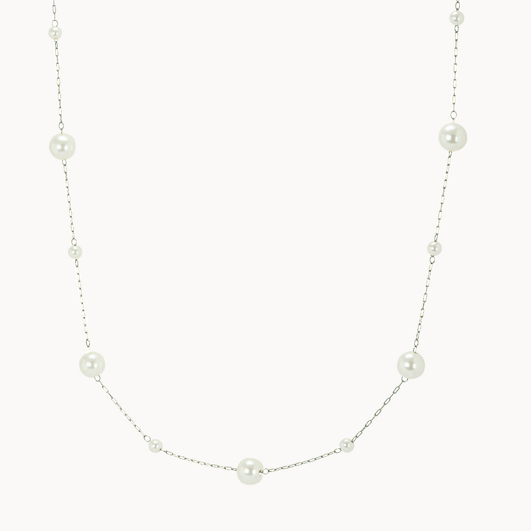 Pearl Tin Cup Silver Choker