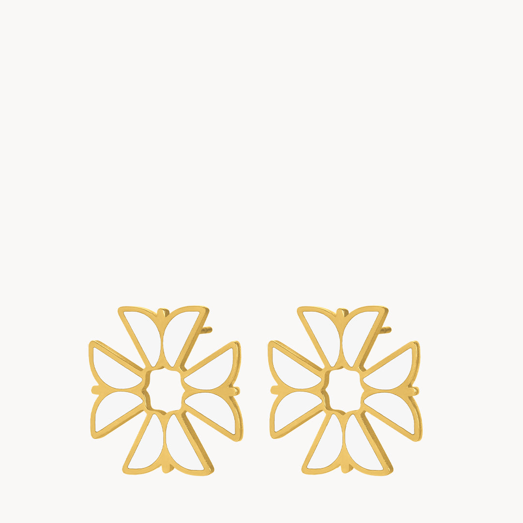 White Kavallieri Mvintage Stud Earrings