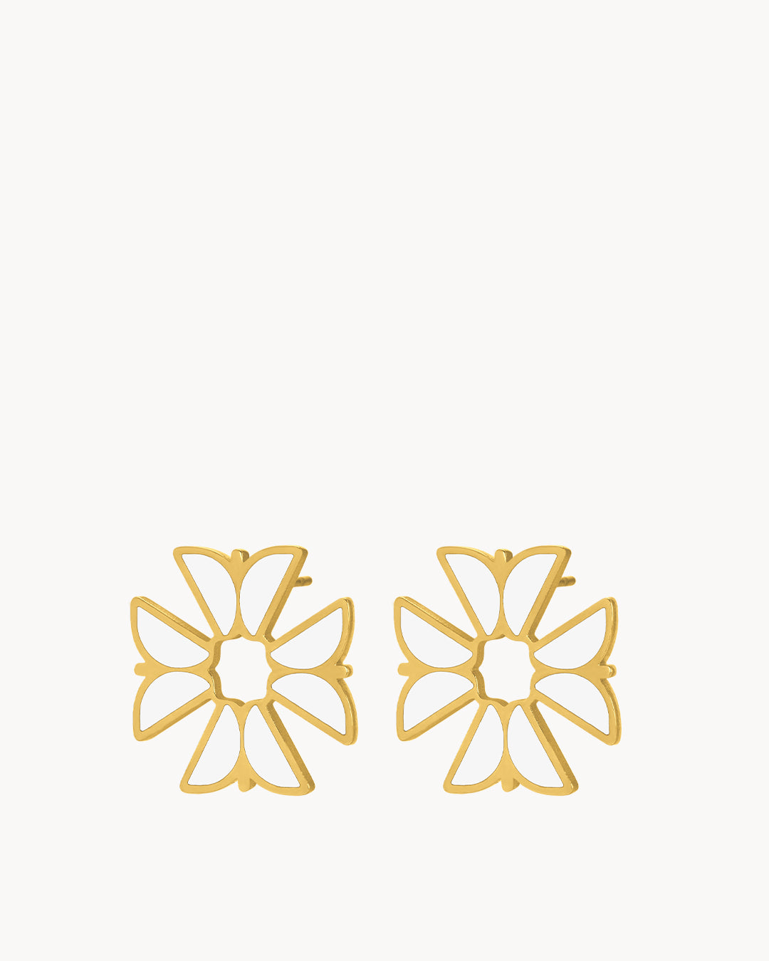 White Kavallieri Mvintage Stud Earrings