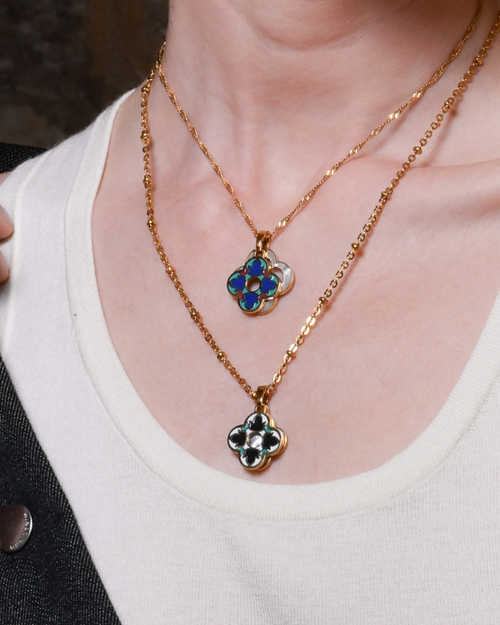 White Protection Mother of Pearl Bizzilla Halo Pendant