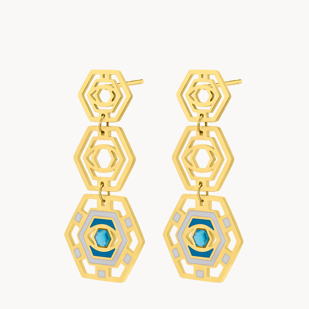 Evil Eye Gardjola Statement Dangling Earrings