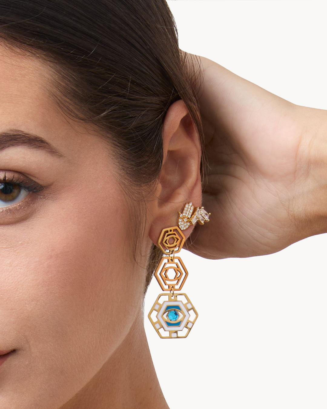 Evil Eye Gardjola Statement Dangling Earrings