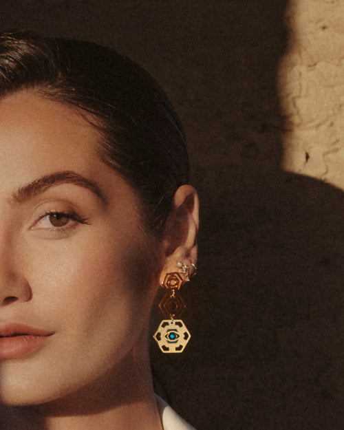 Evil Eye Gardjola Statement Dangling Earrings