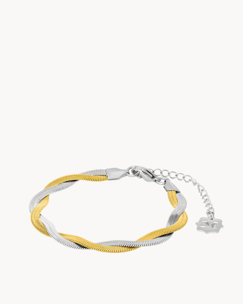 Double Snake Gold And Silver Chain Bracelet