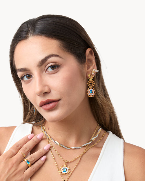 Double Snake Gold And Silver Chain Necklace