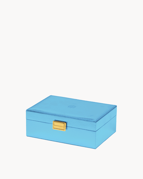 Αποκλειστικό μεγάλο κουτί κοσμημάτων, μεταλλικό μπλε