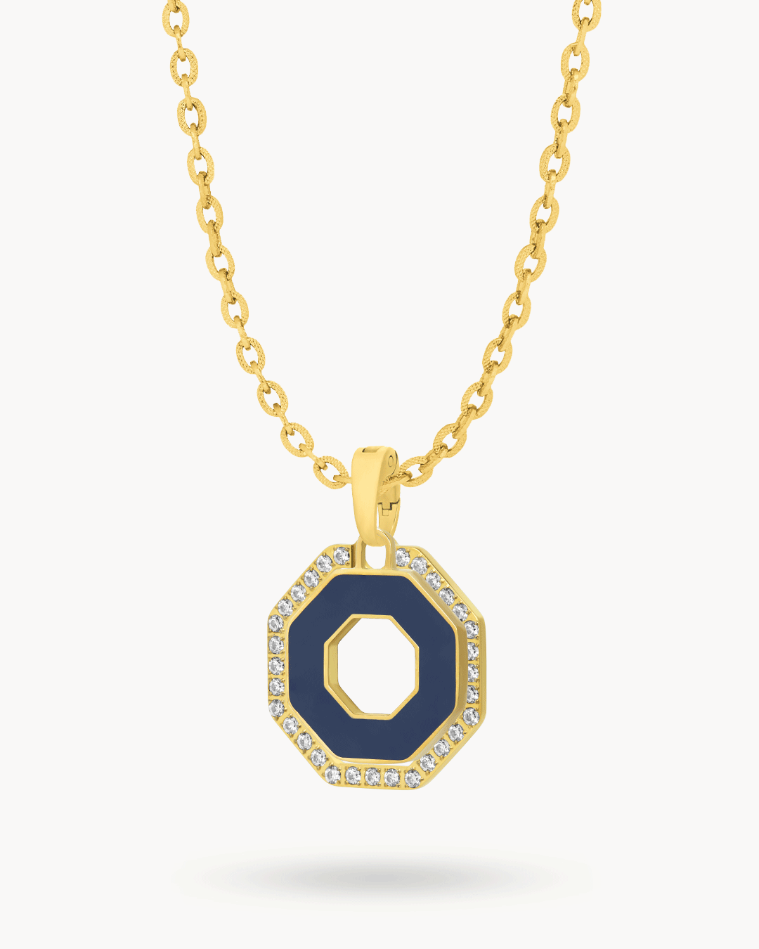 Octagon Ħabbata White and Blue Reversible Halo Necklace Set