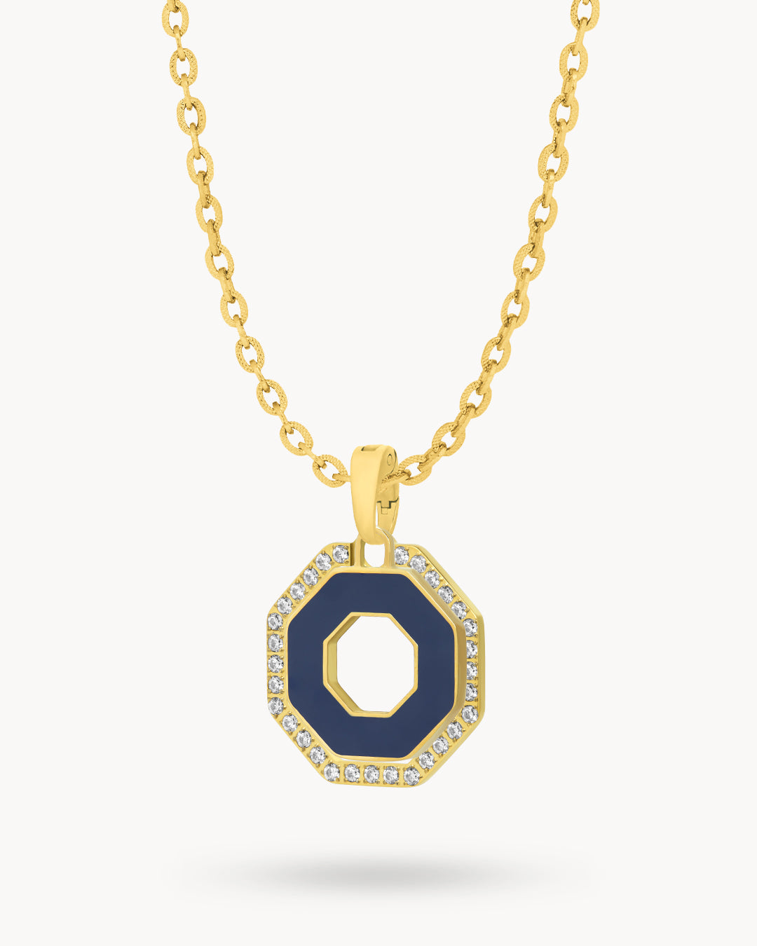 Octagon Ħabbata White and Blue Reversible Halo Necklace Set