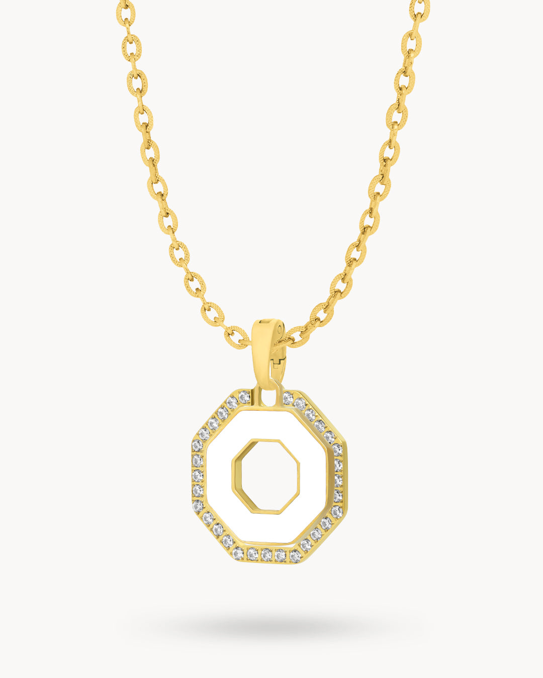 Octagon Ħabbata White and Blue Reversible Halo Necklace Set