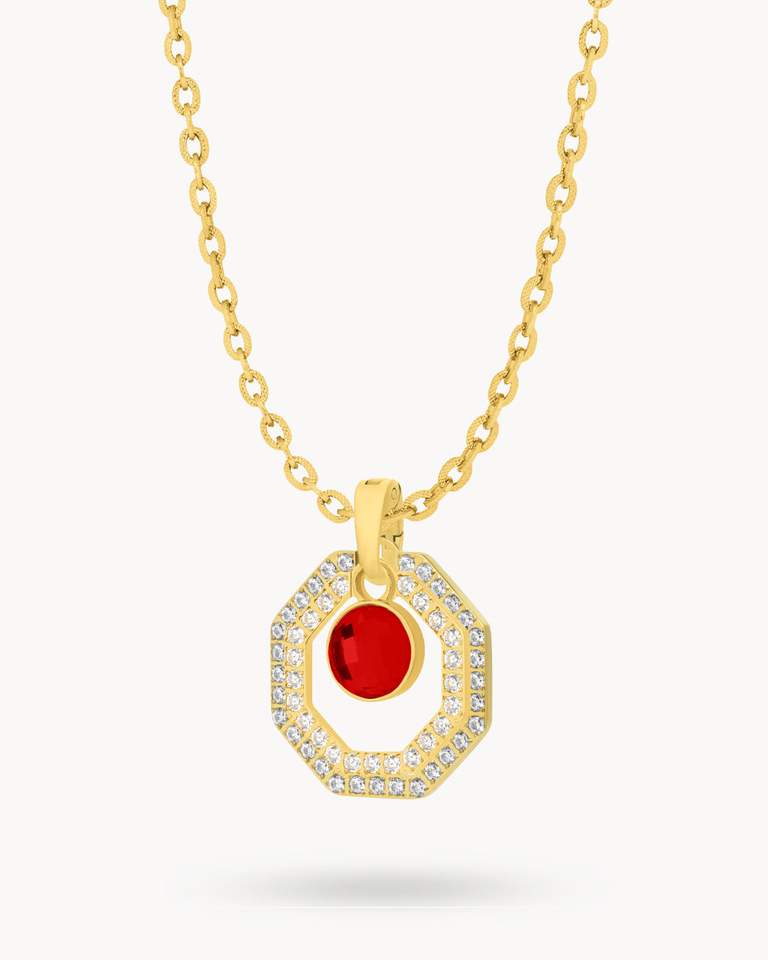 January Birthstone Octagon Habbata Statement Starlight Halo Necklace Set