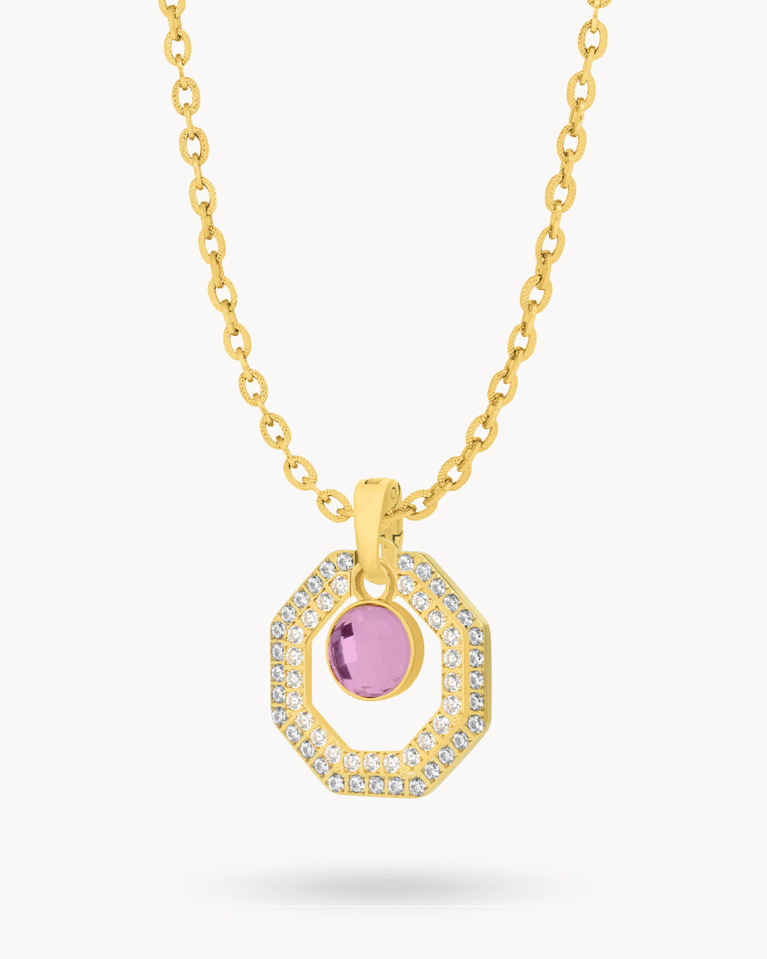 February Birthstone Octagon Habbata Statement Starlight Halo Necklace Set