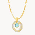 March Birthstone Octagon Ħabbata Statement Starlight Halo Necklace Set