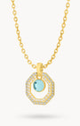 March Birthstone Octagon Ħabbata Statement Starlight Halo Necklace Set