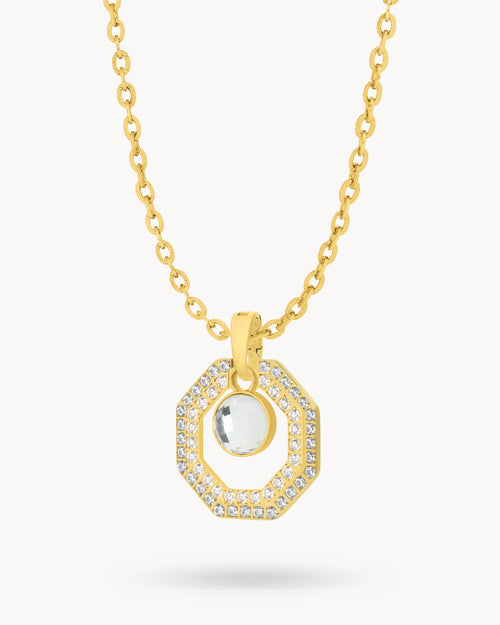 April Birthstone Octagon Ħabbata Statement Starlight Halo Necklace Set