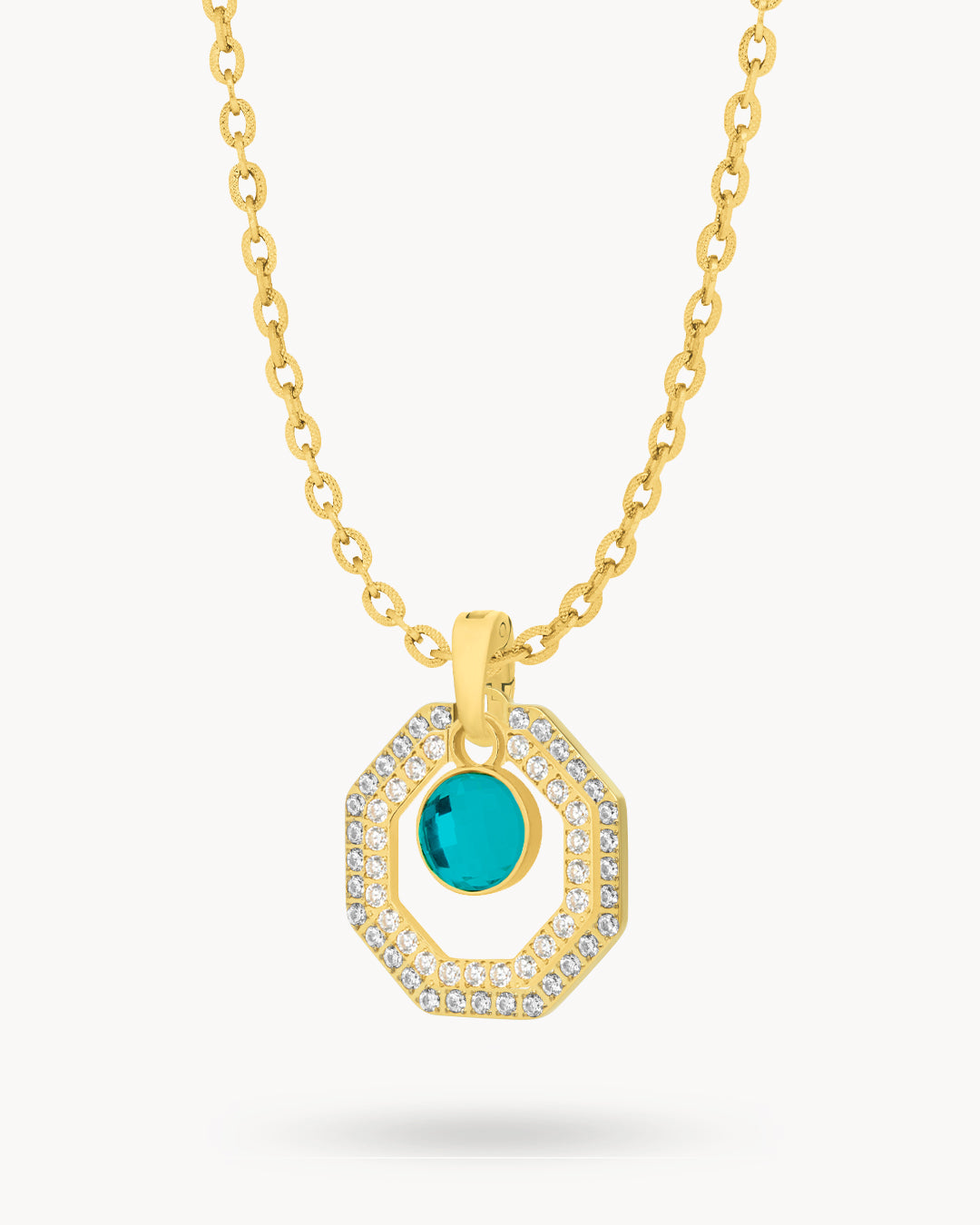 May Birthstone Octagon Habbata Statement Starlight Halo Necklace Set