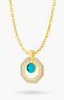 May Birthstone Octagon Habbata Statement Starlight Halo Necklace Set