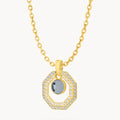 June Birthstone Octagon Habbata Statement Starlight Halo Necklace Set