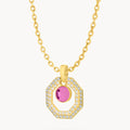 July Birthstone Octagon Habbata Statement Starlight Halo Necklace Set