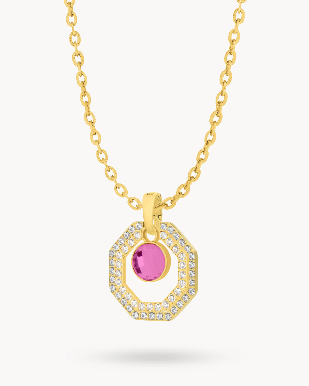 July Birthstone Octagon Habbata Statement Starlight Halo Necklace Set