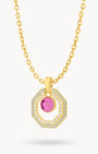 July Birthstone Octagon Habbata Statement Starlight Halo Necklace Set