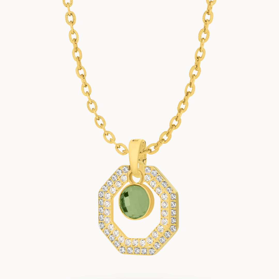 August Birthstone Octagon Habbata Statement Starlight Halo Necklace Set