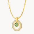 August Birthstone Octagon Habbata Statement Starlight Halo Necklace Set