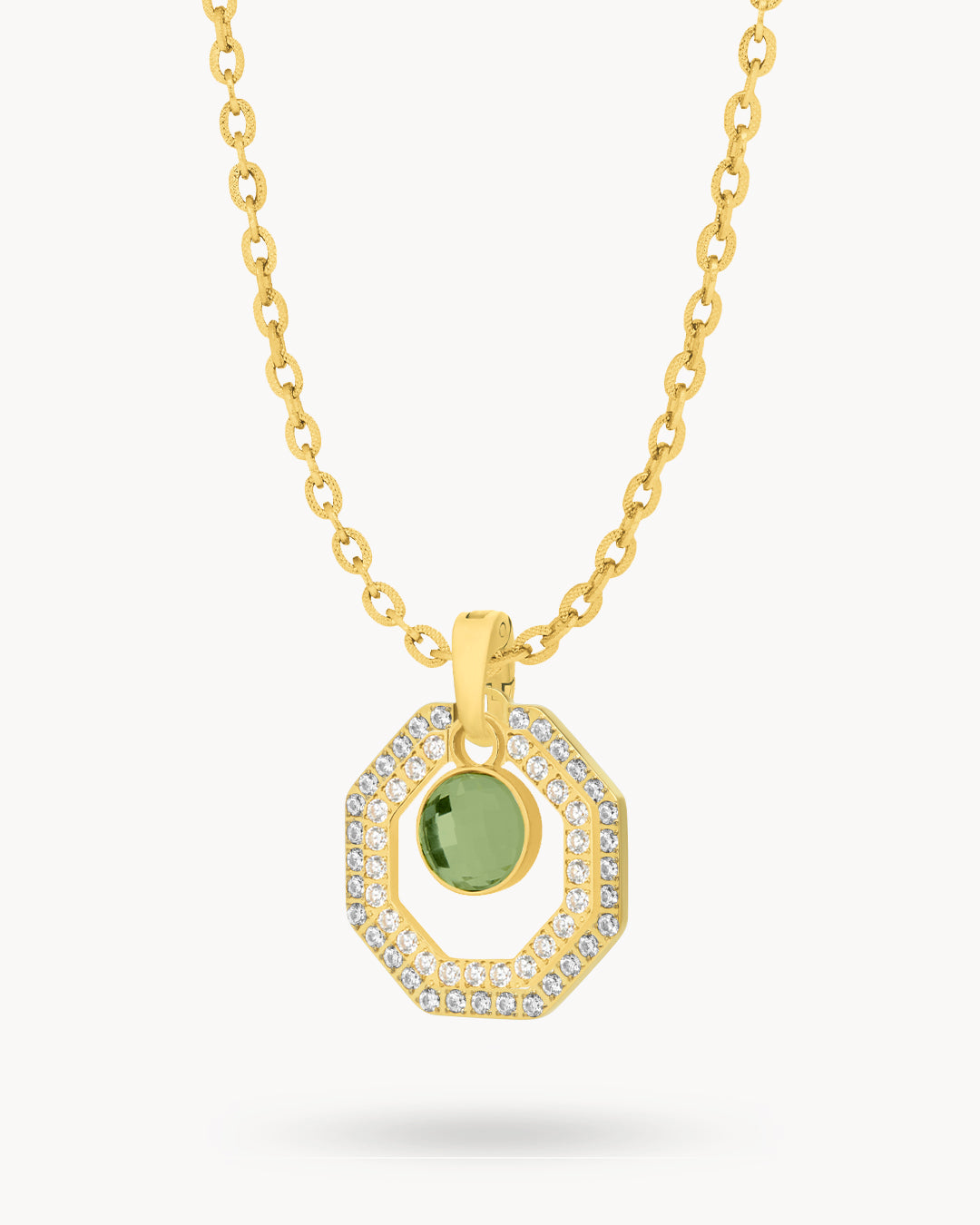 August Birthstone Octagon Habbata Statement Starlight Halo Necklace Set