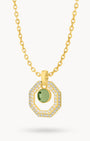 August Birthstone Octagon Habbata Statement Starlight Halo Necklace Set