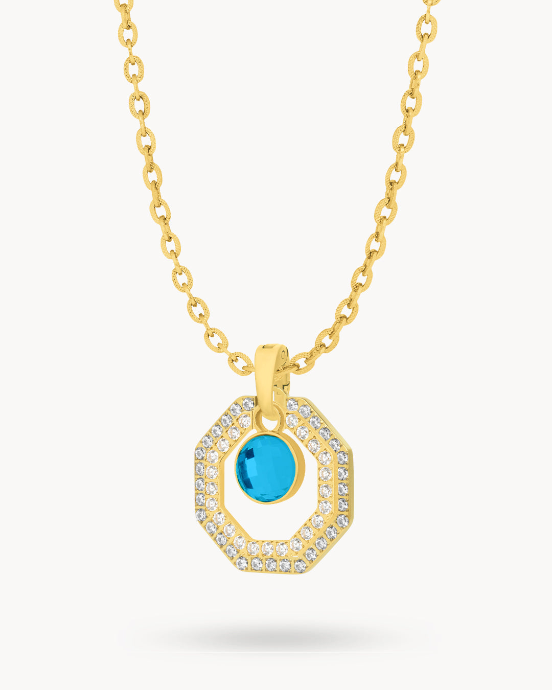 September Birthstone Octagon Habbata Statement Starlight Halo Necklace Set