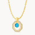 September Birthstone Octagon Habbata Statement Starlight Halo Necklace Set