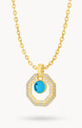 September Birthstone Octagon Habbata Statement Starlight Halo Necklace Set